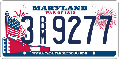 MD license plate 3BM9277