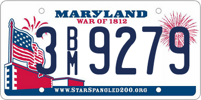 MD license plate 3BM9279
