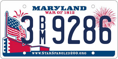 MD license plate 3BM9286