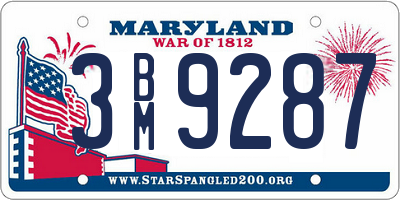 MD license plate 3BM9287