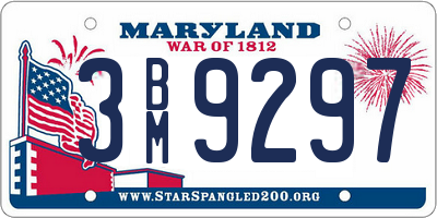 MD license plate 3BM9297
