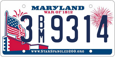 MD license plate 3BM9314