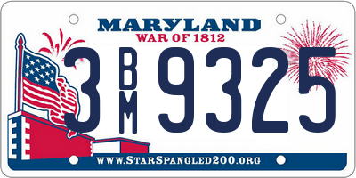MD license plate 3BM9325