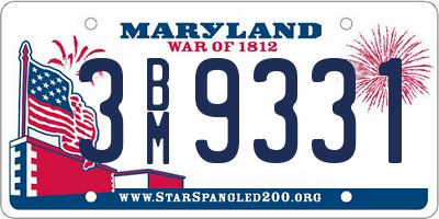 MD license plate 3BM9331