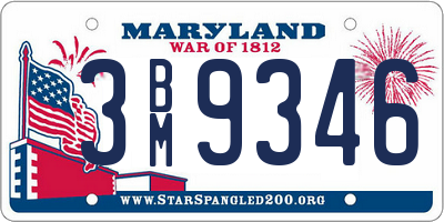 MD license plate 3BM9346