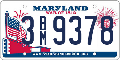 MD license plate 3BM9378