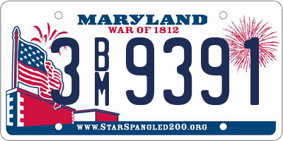 MD license plate 3BM9391