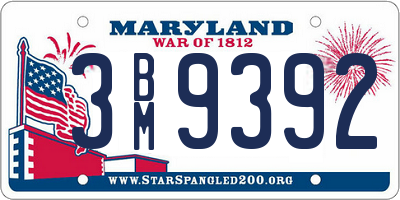 MD license plate 3BM9392