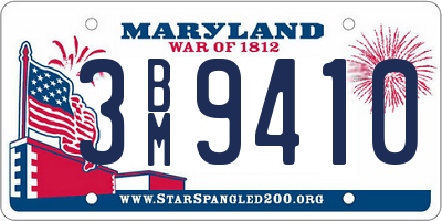 MD license plate 3BM9410