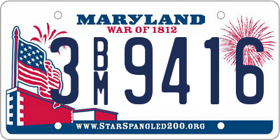 MD license plate 3BM9416