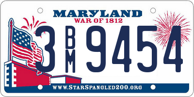 MD license plate 3BM9454