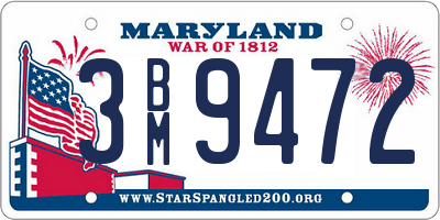 MD license plate 3BM9472