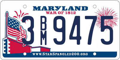 MD license plate 3BM9475