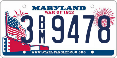 MD license plate 3BM9478