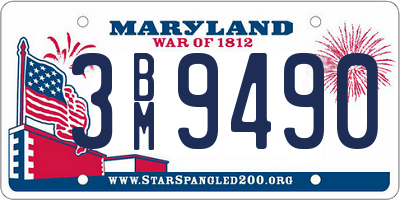 MD license plate 3BM9490