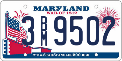 MD license plate 3BM9502