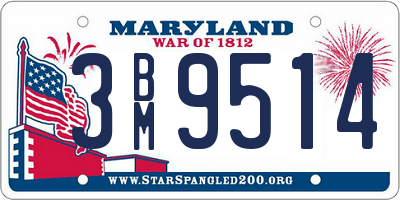 MD license plate 3BM9514