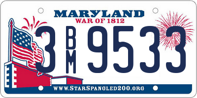 MD license plate 3BM9533