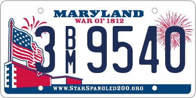 MD license plate 3BM9540