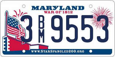 MD license plate 3BM9553