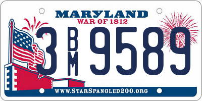 MD license plate 3BM9589