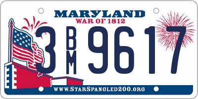MD license plate 3BM9617