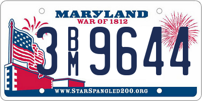 MD license plate 3BM9644