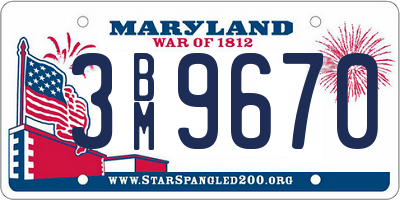 MD license plate 3BM9670