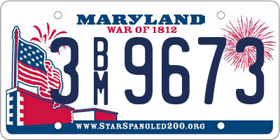 MD license plate 3BM9673
