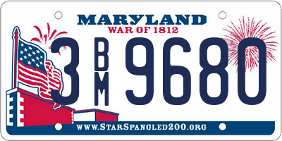MD license plate 3BM9680
