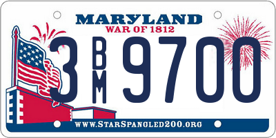 MD license plate 3BM9700