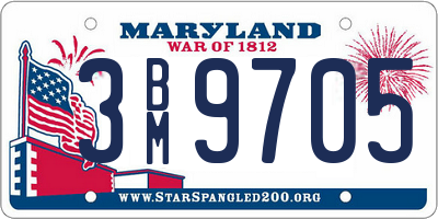 MD license plate 3BM9705