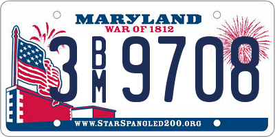 MD license plate 3BM9708