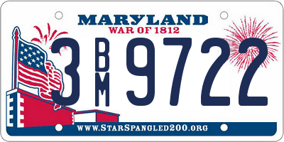 MD license plate 3BM9722
