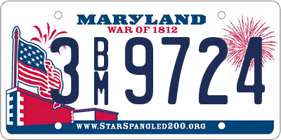 MD license plate 3BM9724