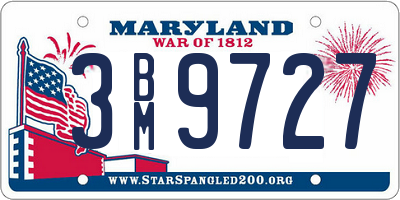 MD license plate 3BM9727