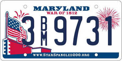 MD license plate 3BM9731
