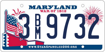 MD license plate 3BM9732
