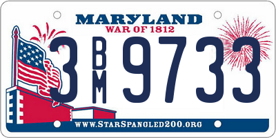 MD license plate 3BM9733