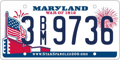 MD license plate 3BM9736