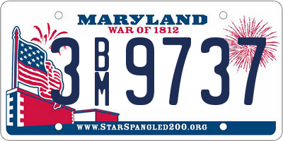 MD license plate 3BM9737