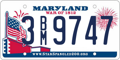 MD license plate 3BM9747