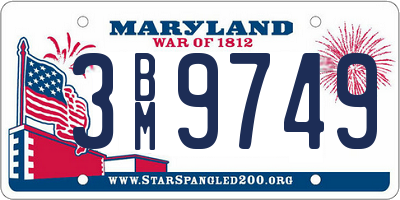 MD license plate 3BM9749