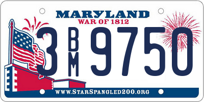 MD license plate 3BM9750