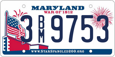 MD license plate 3BM9753