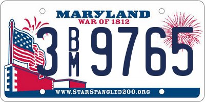 MD license plate 3BM9765