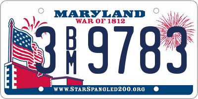 MD license plate 3BM9783
