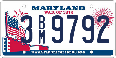 MD license plate 3BM9792