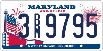 MD license plate 3BM9795