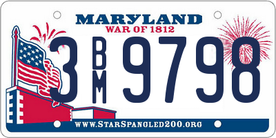 MD license plate 3BM9798